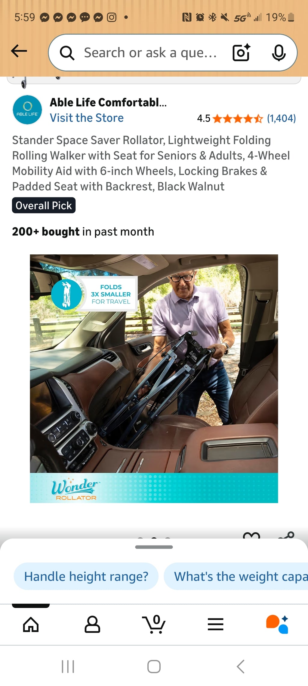 Folding rolling walker