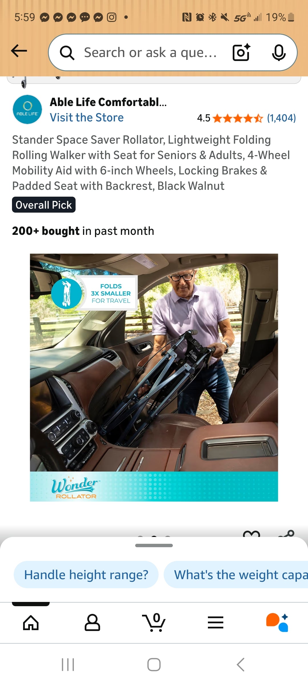 Folding rolling walker