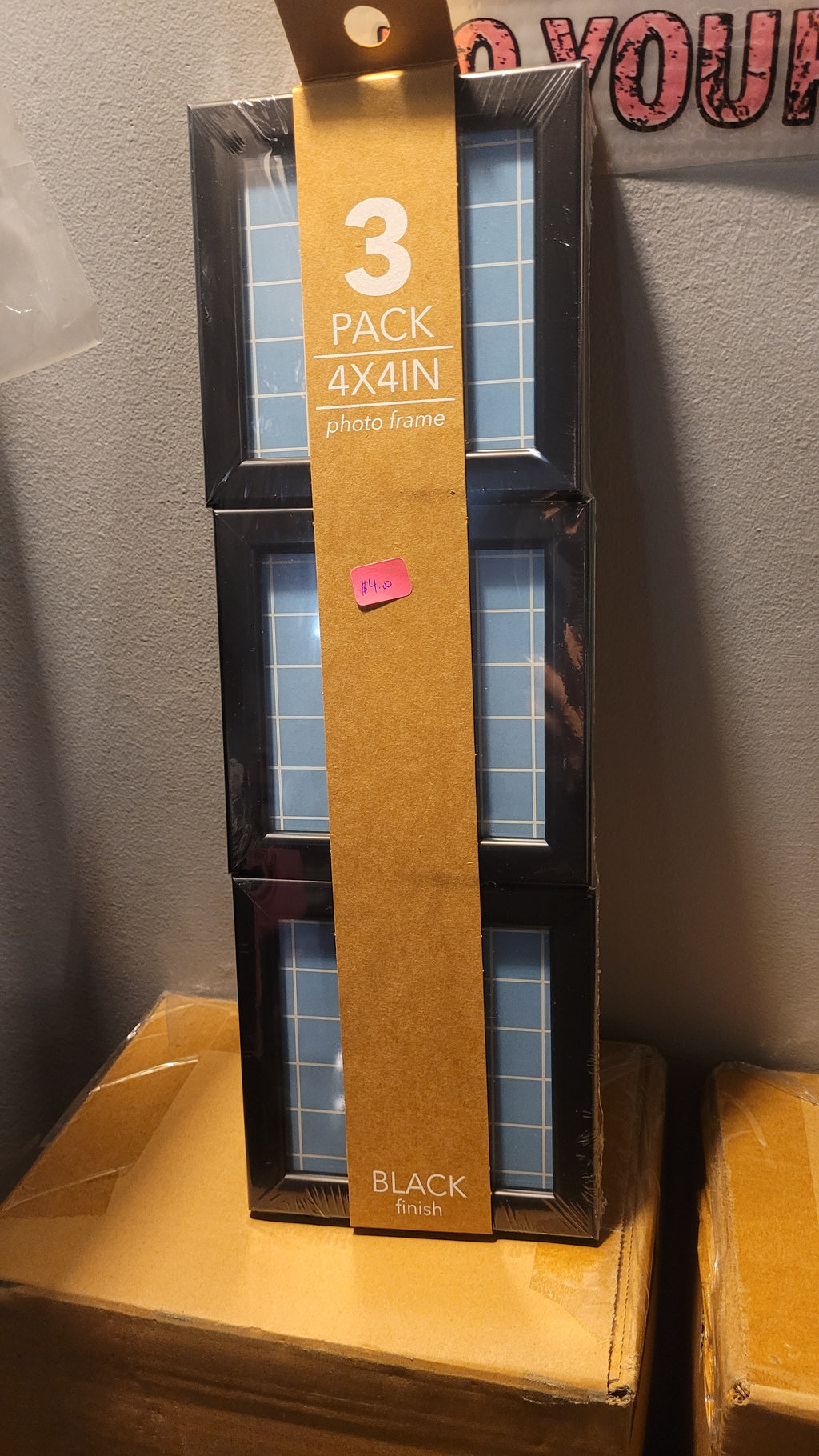 3 pack 4x4 black wood frames