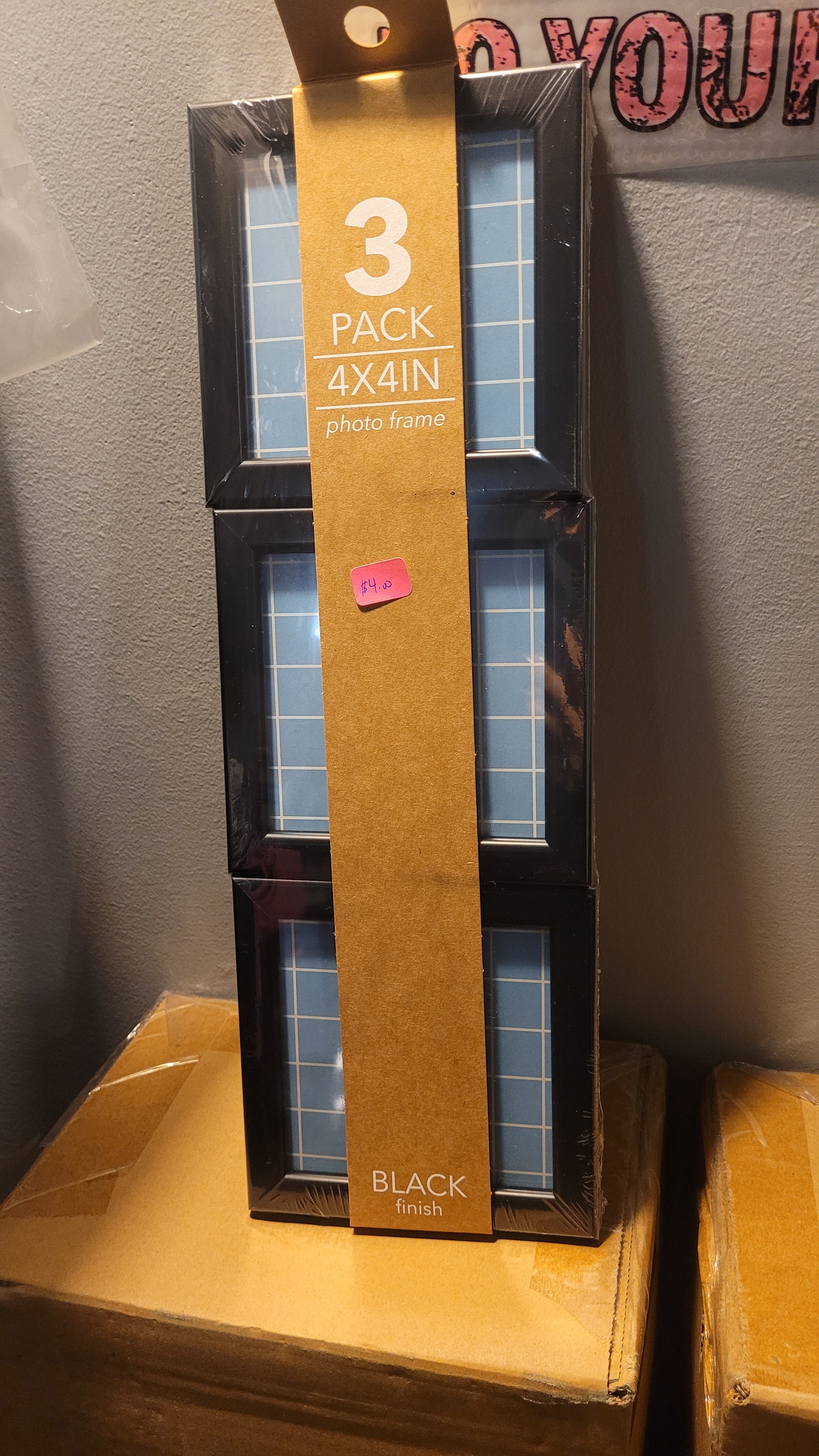 3 pack 4x4 black wood frames