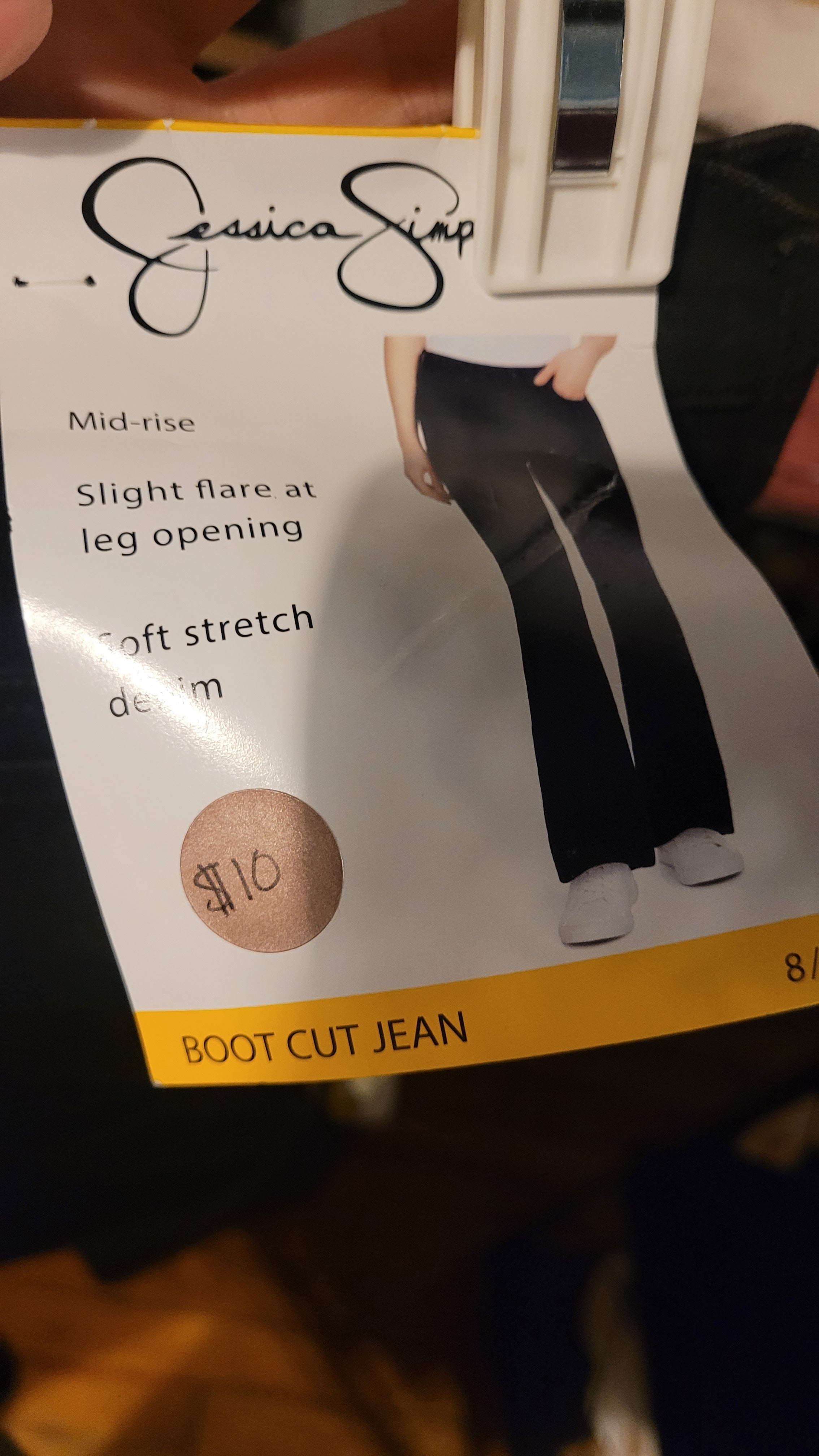 Black mid rise boot cut jeans Size 8