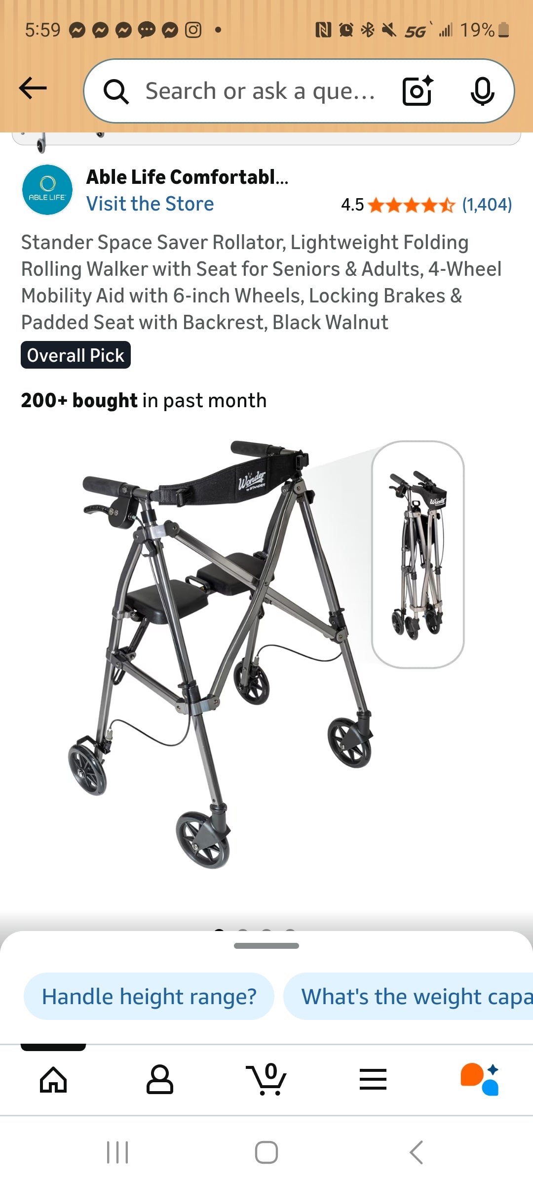 Folding rolling walker