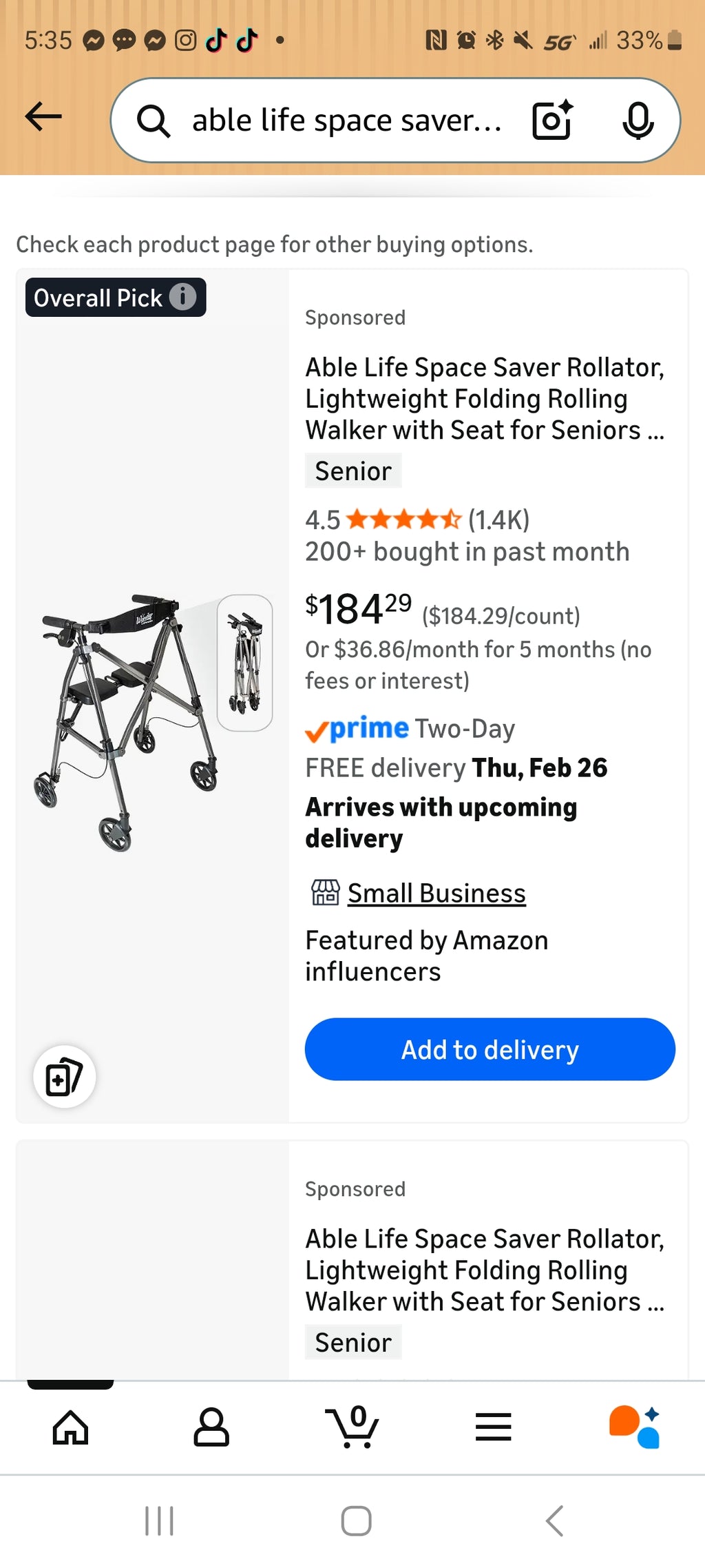 Folding rolling walker
