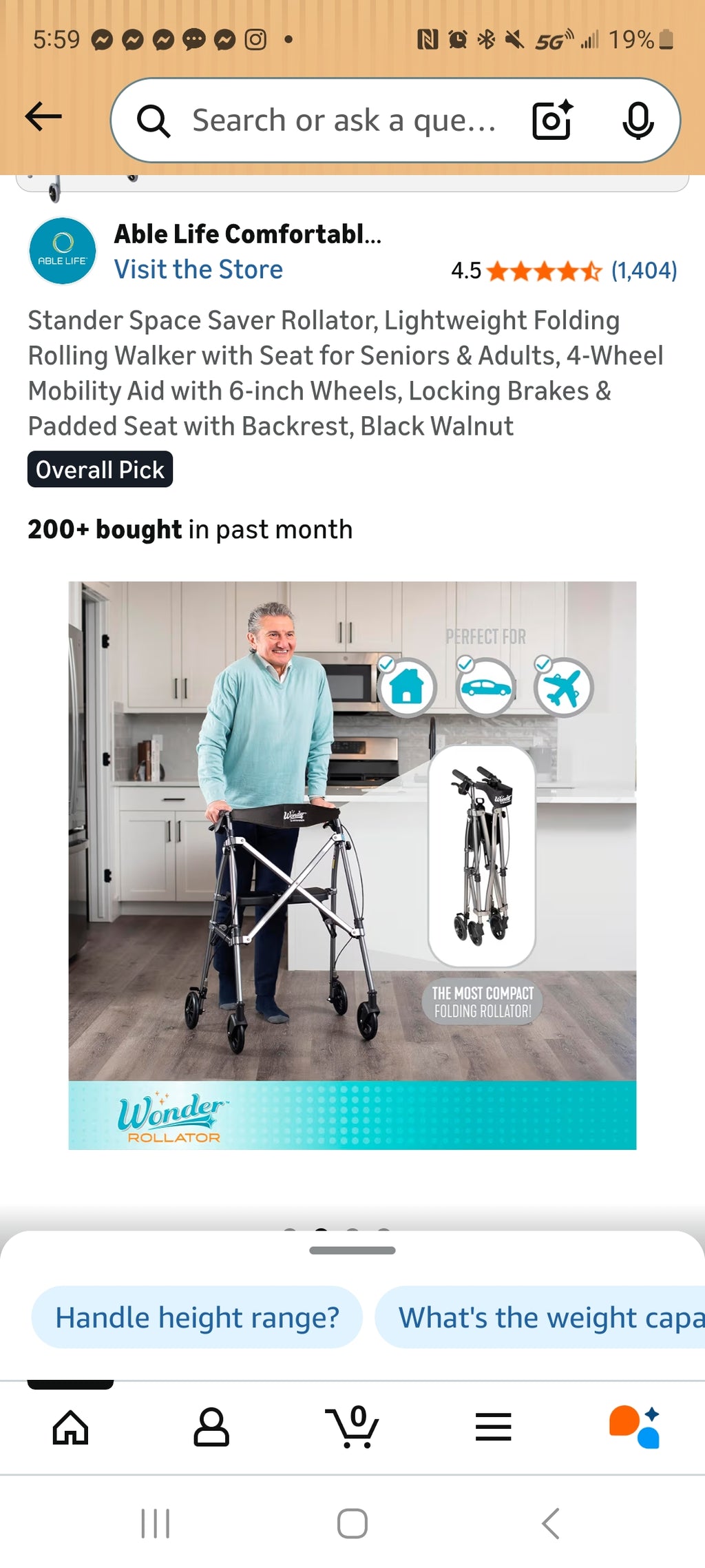 Folding rolling walker